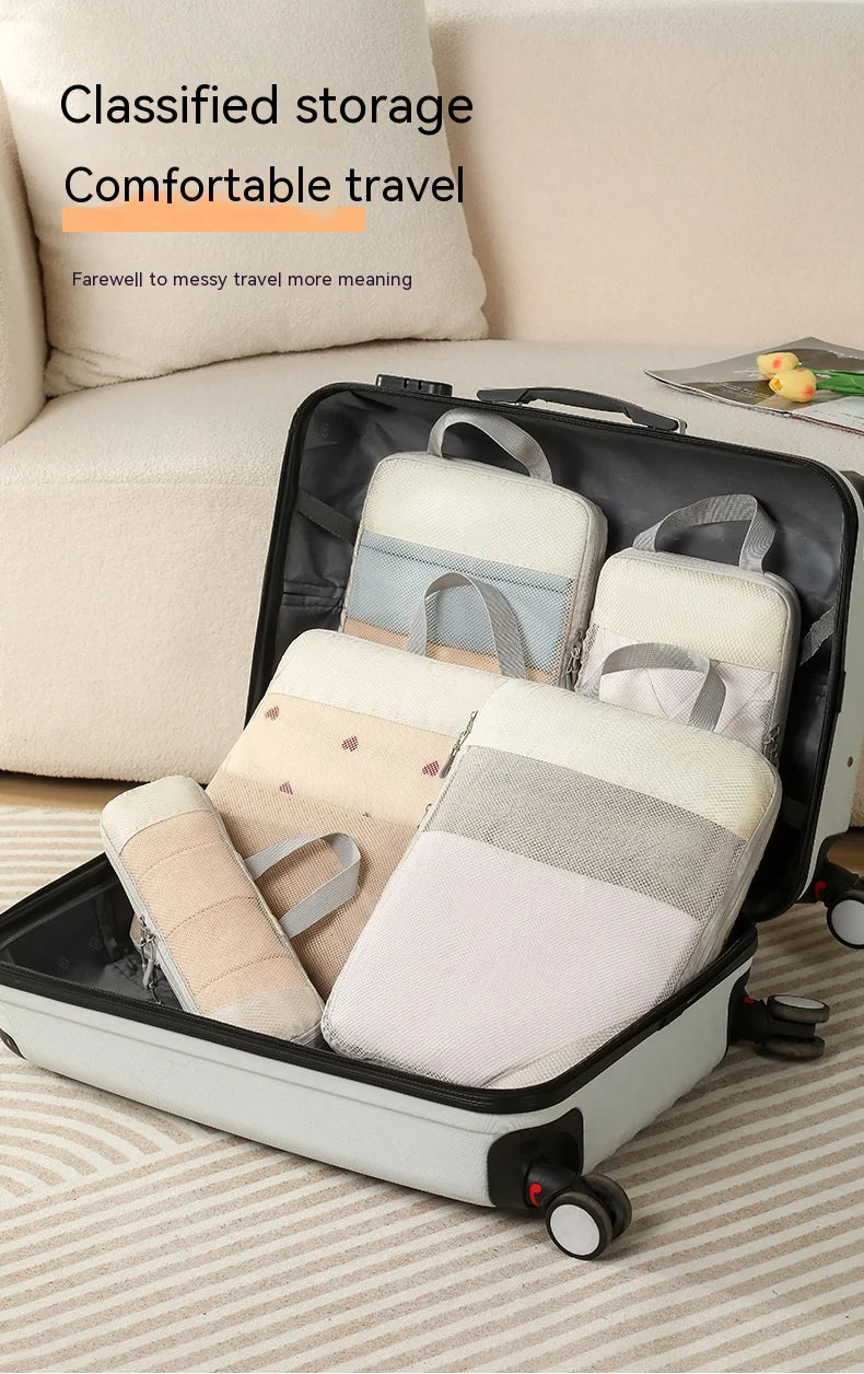 Compression Packing Cubes - 6 Piece Expandable Travel Organizer