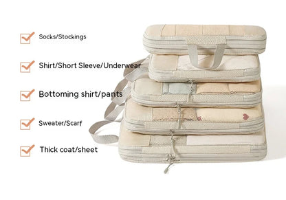 Compression Packing Cubes - 6 Piece Expandable Travel Organizer