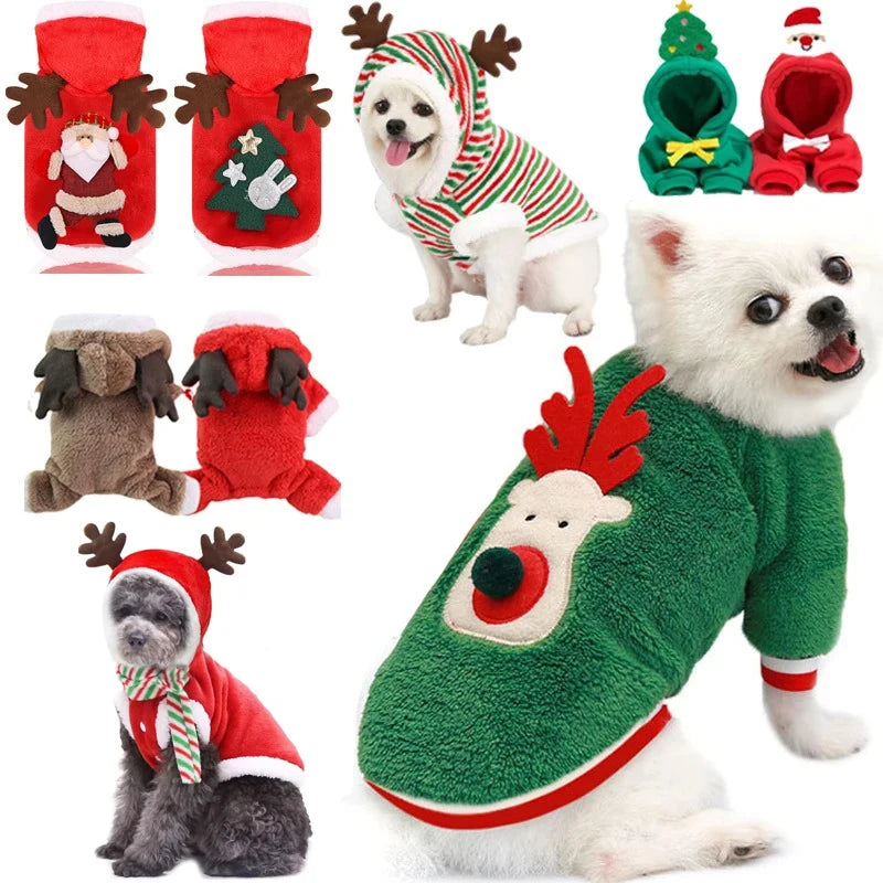 Christmas Pet Hoodie – Santa & Elk Costume