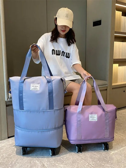 Expandable Wheeled Luggage - Lightweight Travel Bag with Wet & Dry