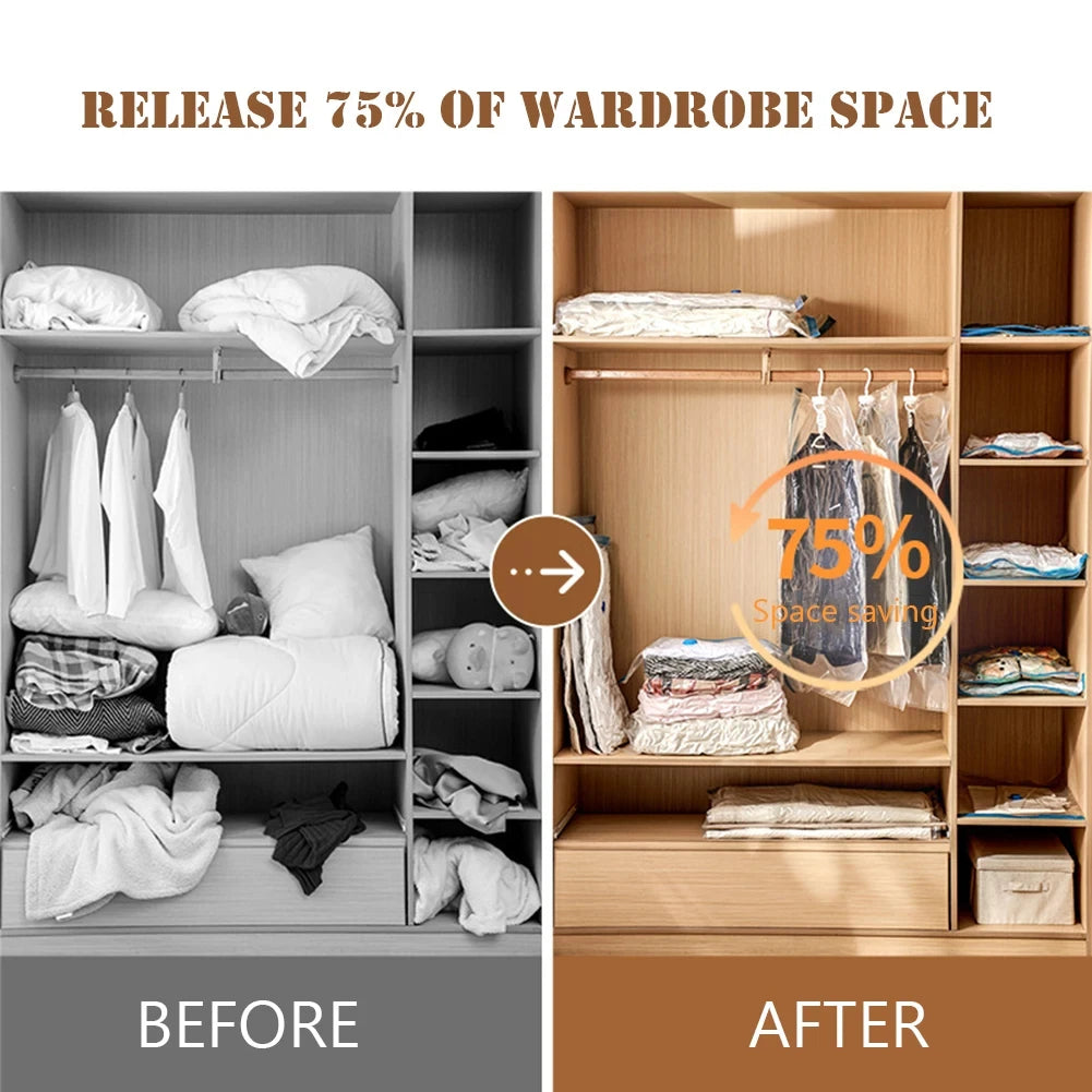 Vacuum Storage Bags for Travel - 4 Pack Large Reusable Space