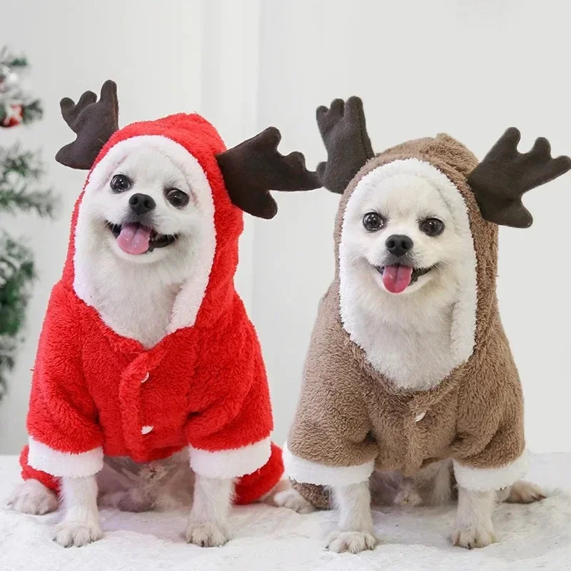 Christmas Pet Hoodie – Santa & Elk Costume