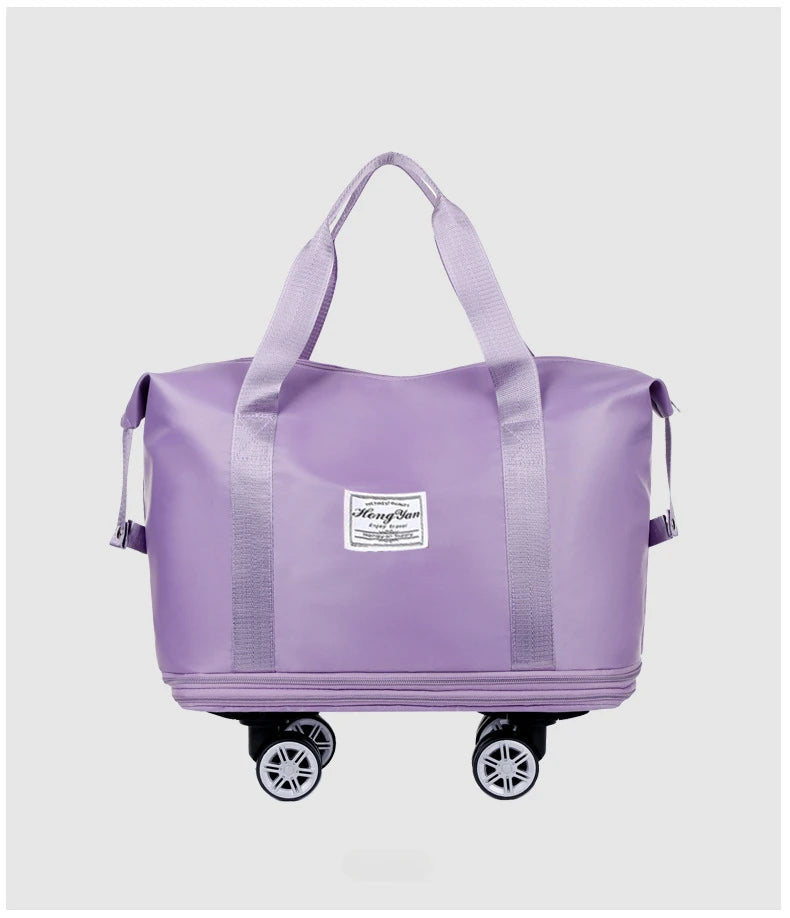 Expandable Wheeled Luggage - Lightweight Travel Bag with Wet & Dry
