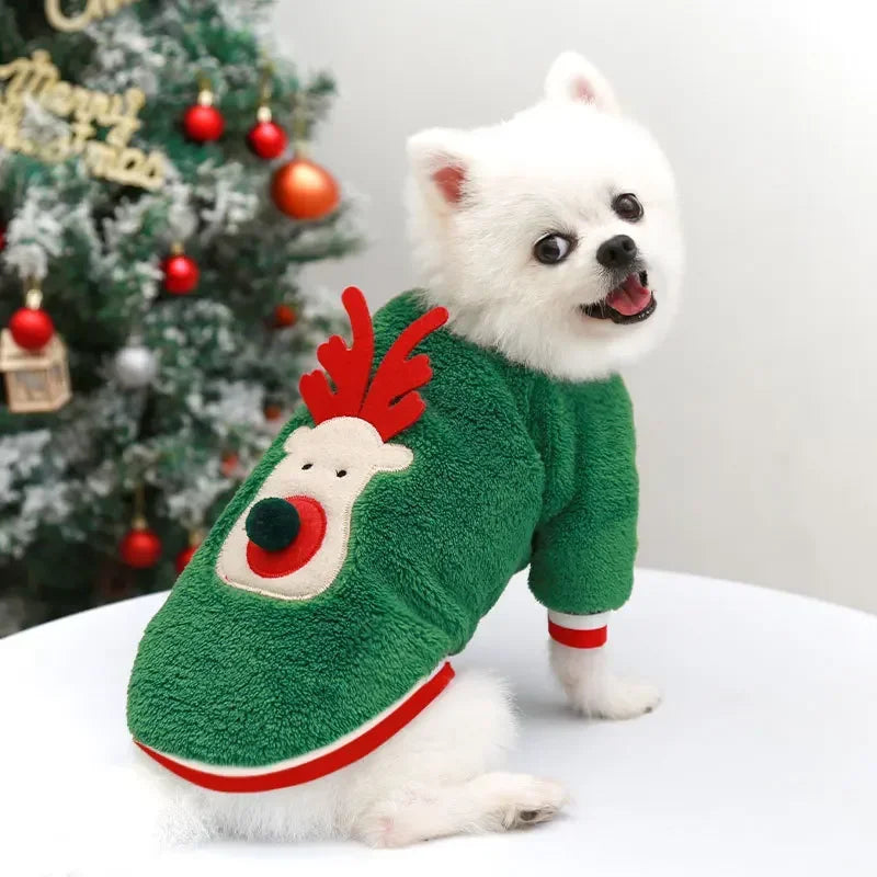 Christmas Pet Hoodie – Santa & Elk Costume