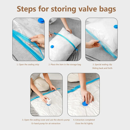 Vacuum Storage Bags for Travel - 4 Pack Large Reusable Space