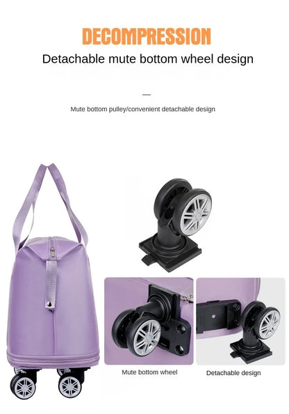 Expandable Wheeled Luggage - Lightweight Travel Bag with Wet & Dry