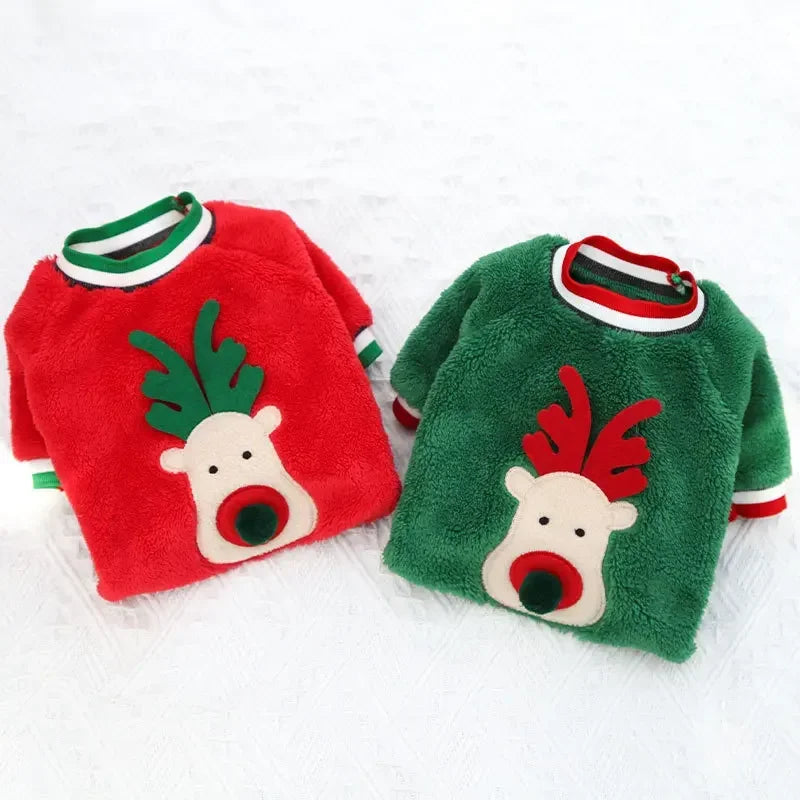 Christmas Pet Hoodie – Santa & Elk Costume