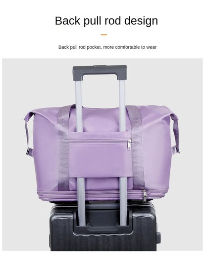 Expandable Wheeled Luggage - Lightweight Travel Bag with Wet & Dry