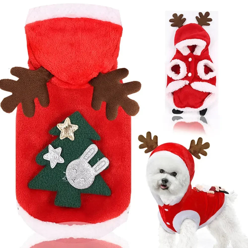 Christmas Pet Hoodie – Santa & Elk Costume