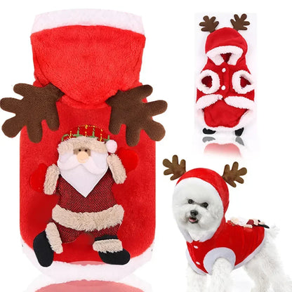 Christmas Pet Hoodie – Santa & Elk Costume