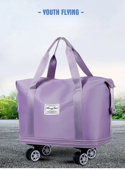 Expandable Wheeled Luggage - Lightweight Travel Bag with Wet & Dry