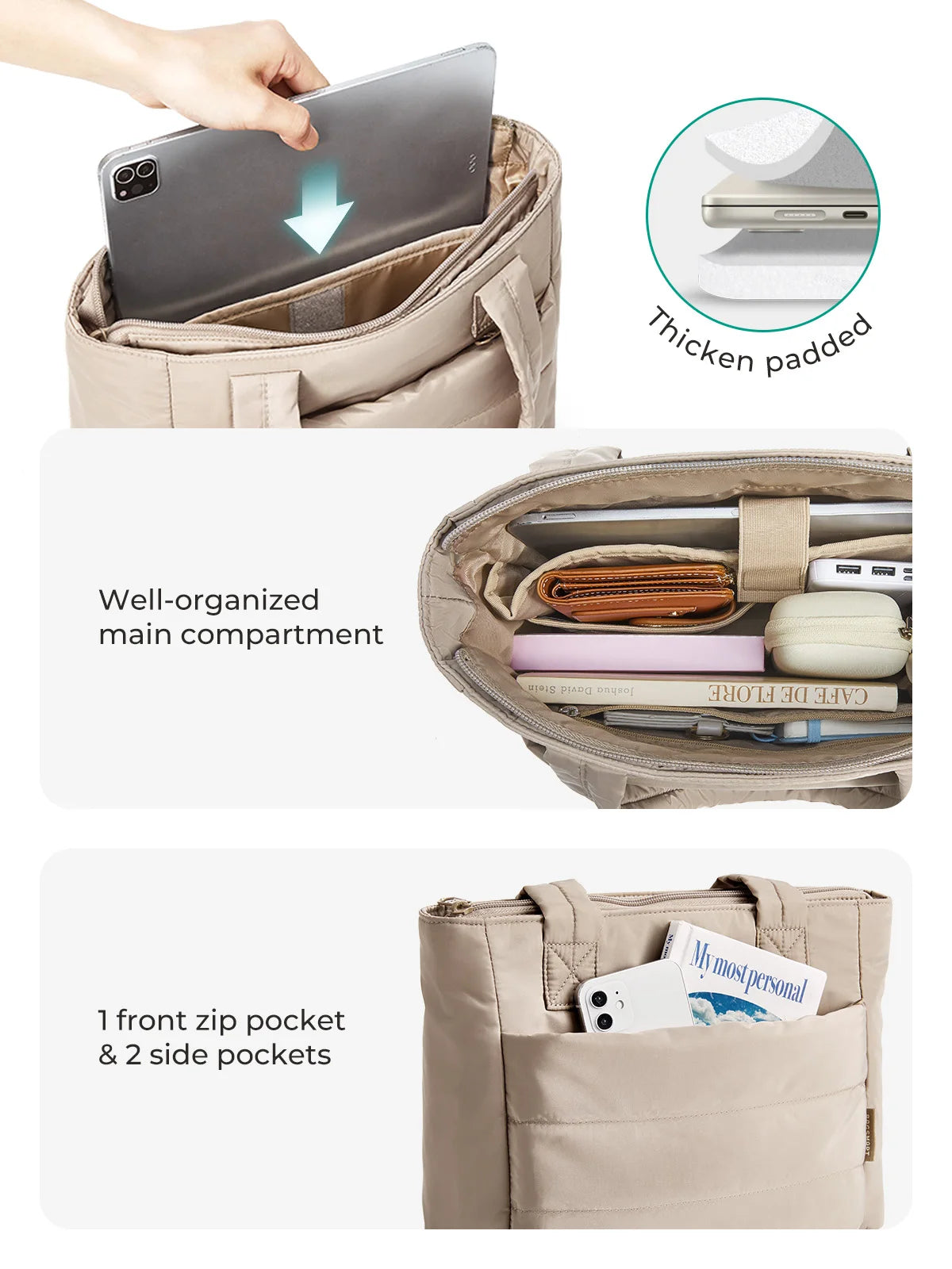 Women's Travel Tote Bag - Lightweight Shoulder Bag for Work & College