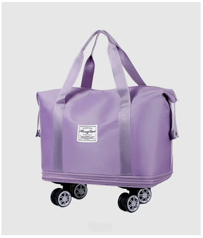 Expandable Wheeled Luggage - Lightweight Travel Bag with Wet & Dry