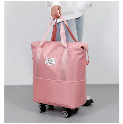 Expandable Wheeled Luggage - Lightweight Travel Bag with Wet & Dry