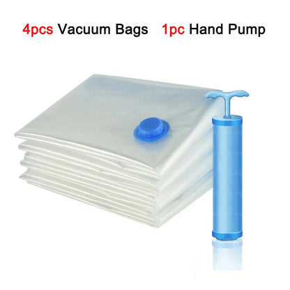 Vacuum Storage Bags for Travel - 4 Pack Large Reusable Space