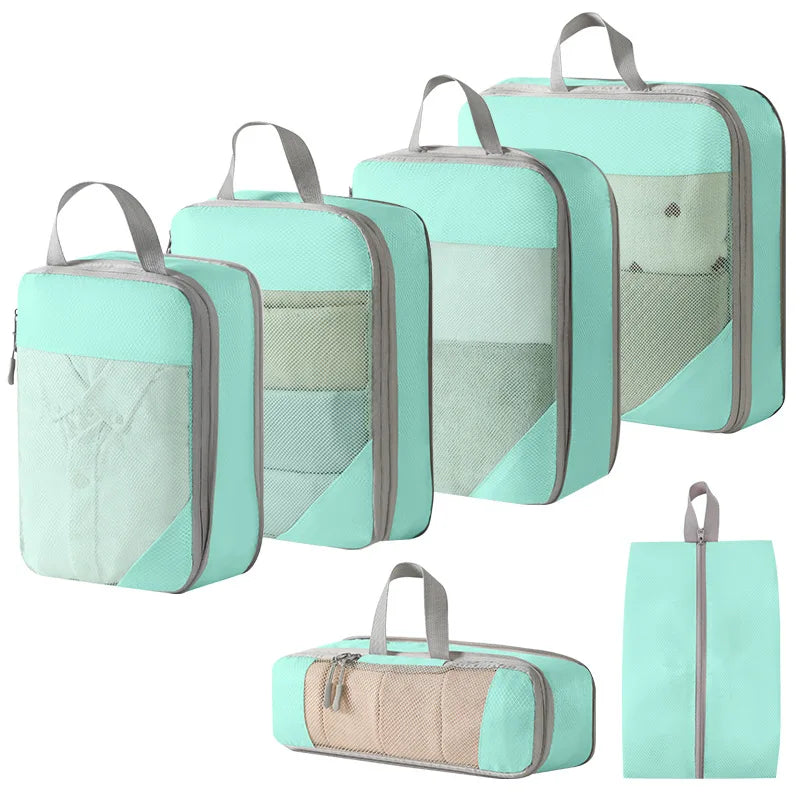 Compression Packing Cubes - 6 Piece Expandable Travel Organizer