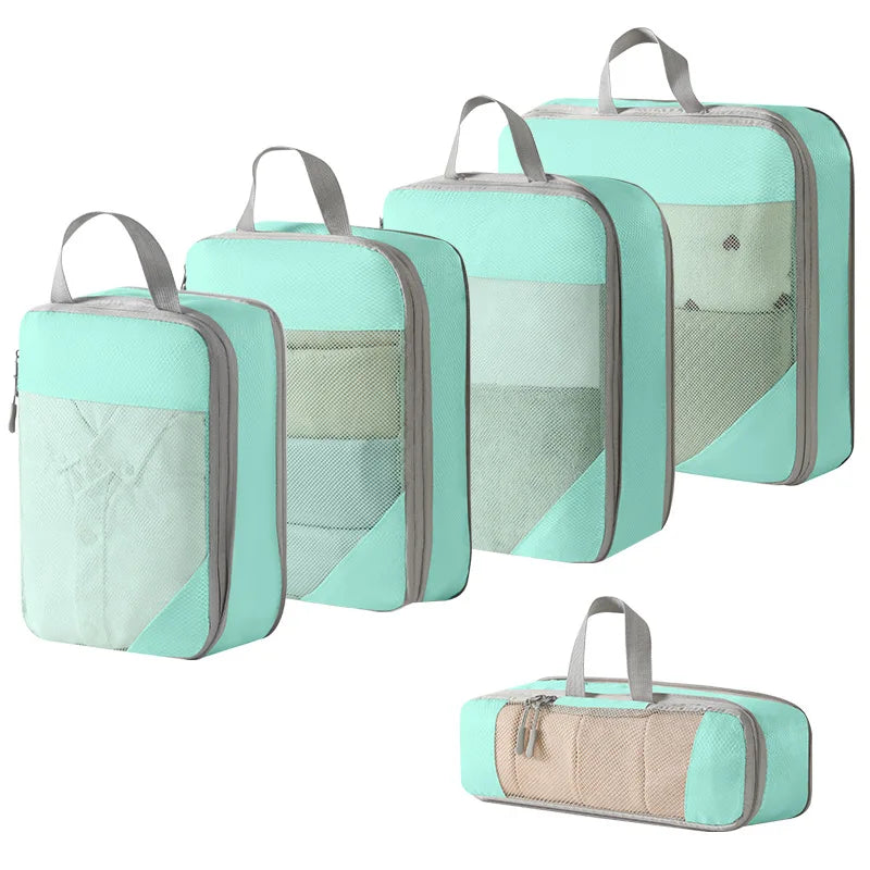 Compression Packing Cubes - 6 Piece Expandable Travel Organizer