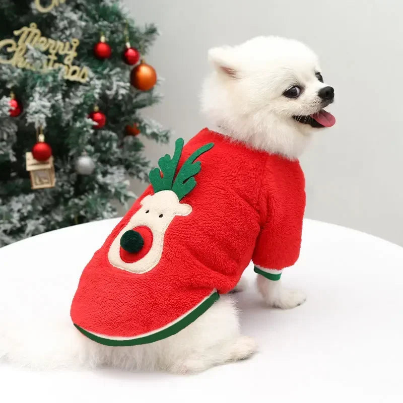 Christmas Pet Hoodie – Santa & Elk Costume