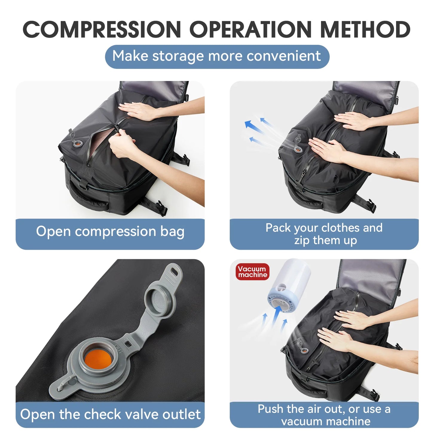 Vacuum Compression Travel Backpack