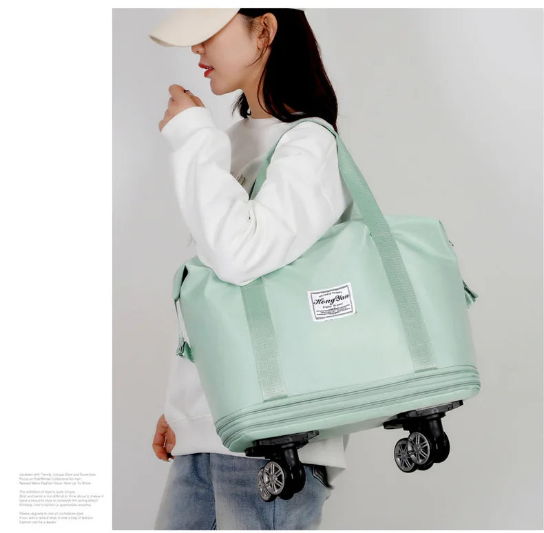 Expandable Wheeled Luggage - Lightweight Travel Bag with Wet & Dry