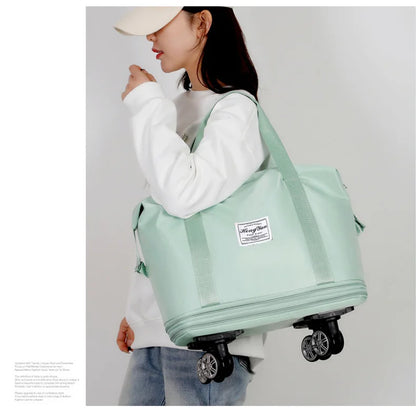 Expandable Wheeled Luggage - Lightweight Travel Bag with Wet & Dry