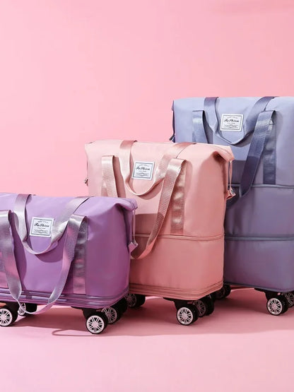 Expandable Wheeled Luggage - Lightweight Travel Bag with Wet & Dry