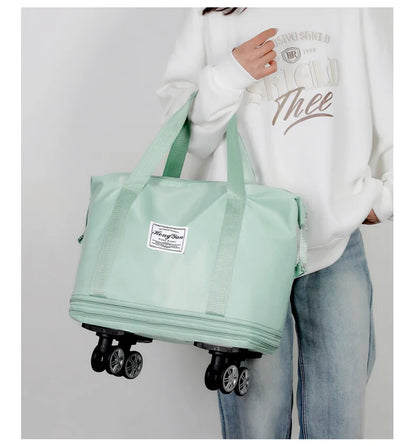 Expandable Wheeled Luggage - Lightweight Travel Bag with Wet & Dry