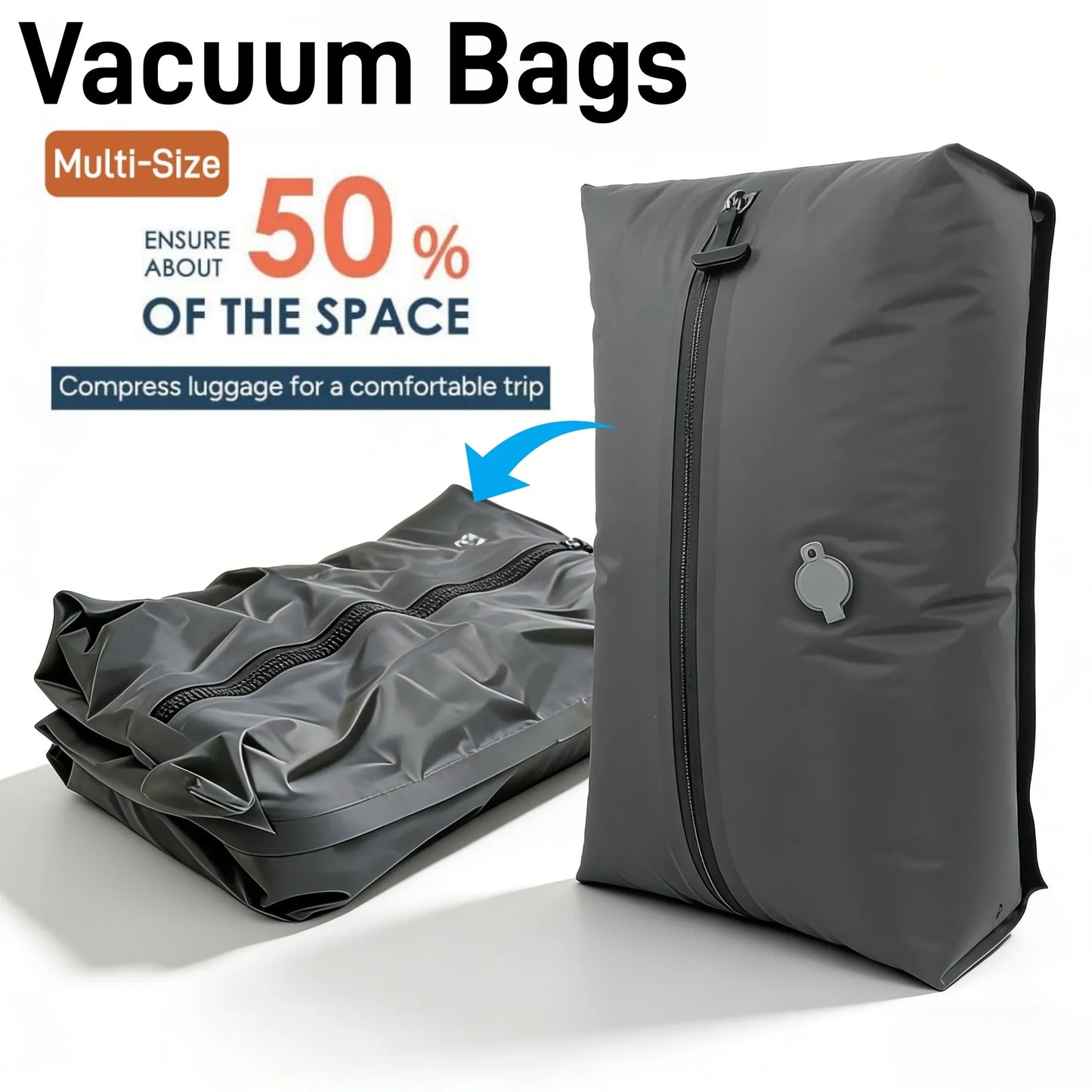 Vacuum Compression Packing Cubes - Waterproof Travel Organizer Bags for Luggage