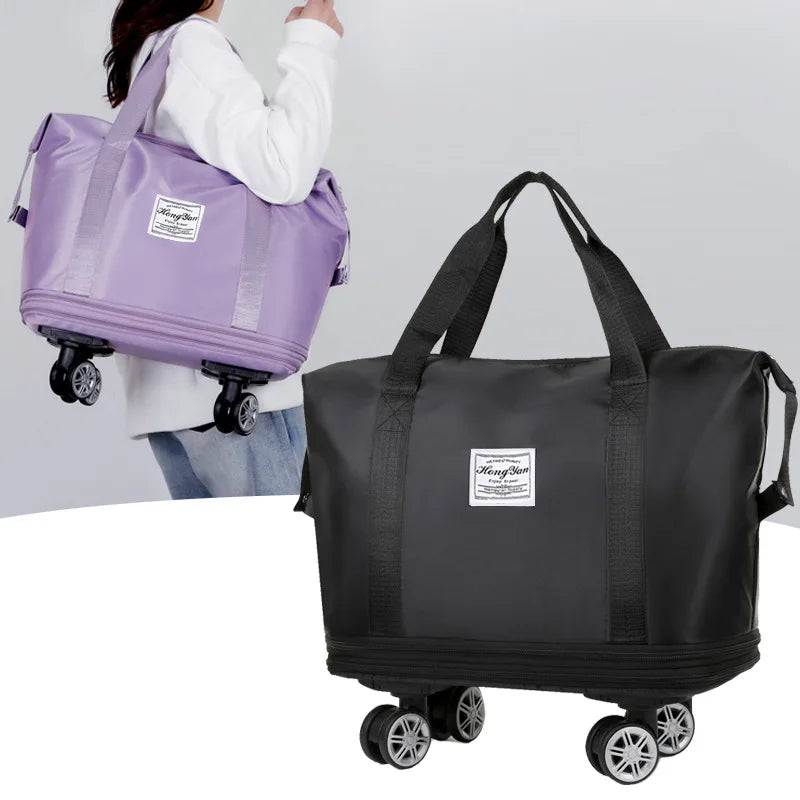 Expandable Wheeled Luggage - Lightweight Travel Bag with Wet & Dry