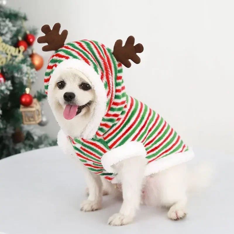 Christmas Pet Hoodie – Santa & Elk Costume