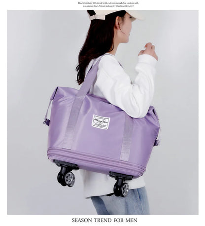 Expandable Wheeled Luggage - Lightweight Travel Bag with Wet & Dry