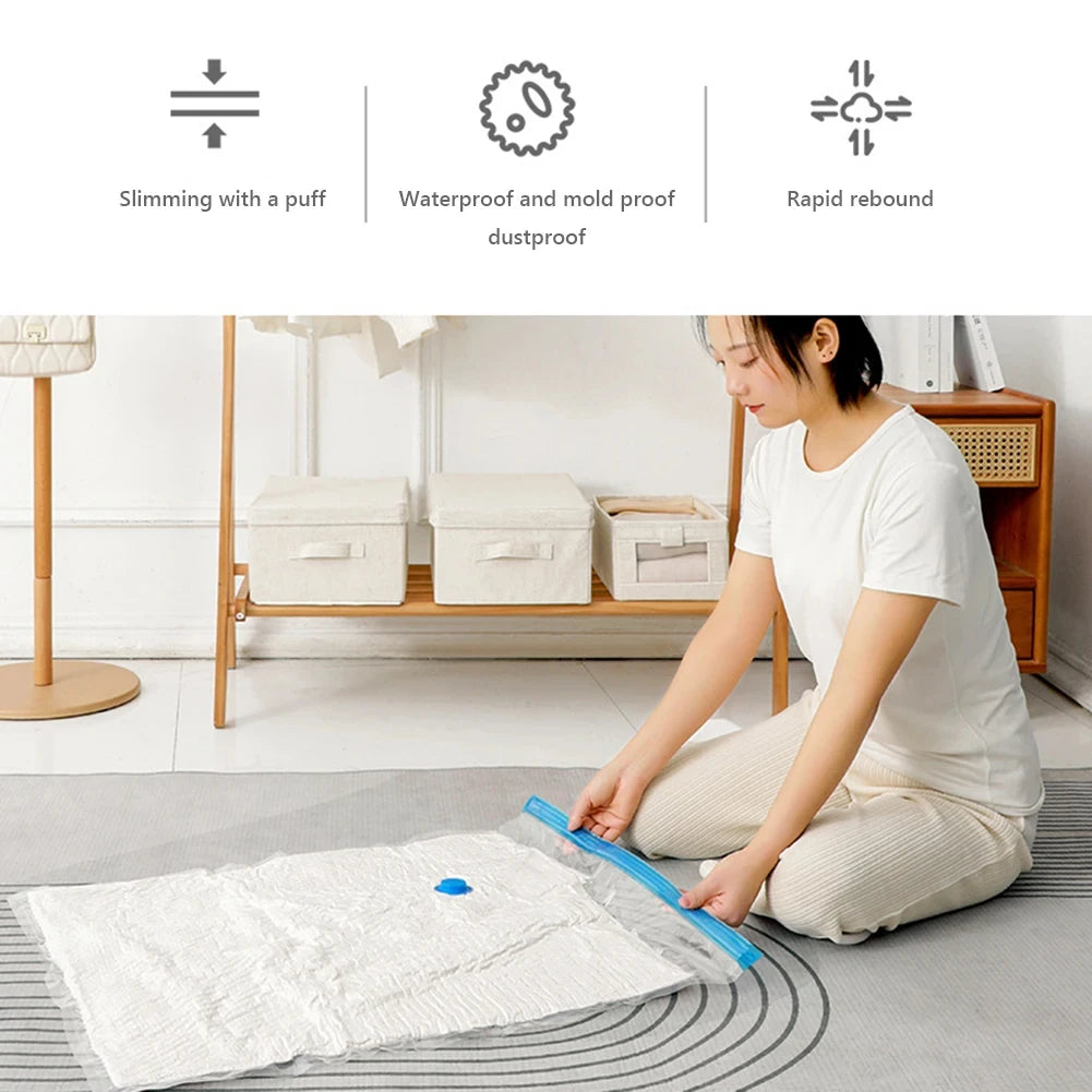 Vacuum Storage Bags for Travel - 4 Pack Large Reusable Space