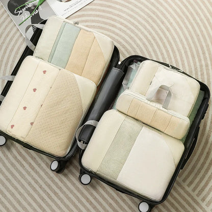 Compression Packing Cubes - 6 Piece Expandable Travel Organizer