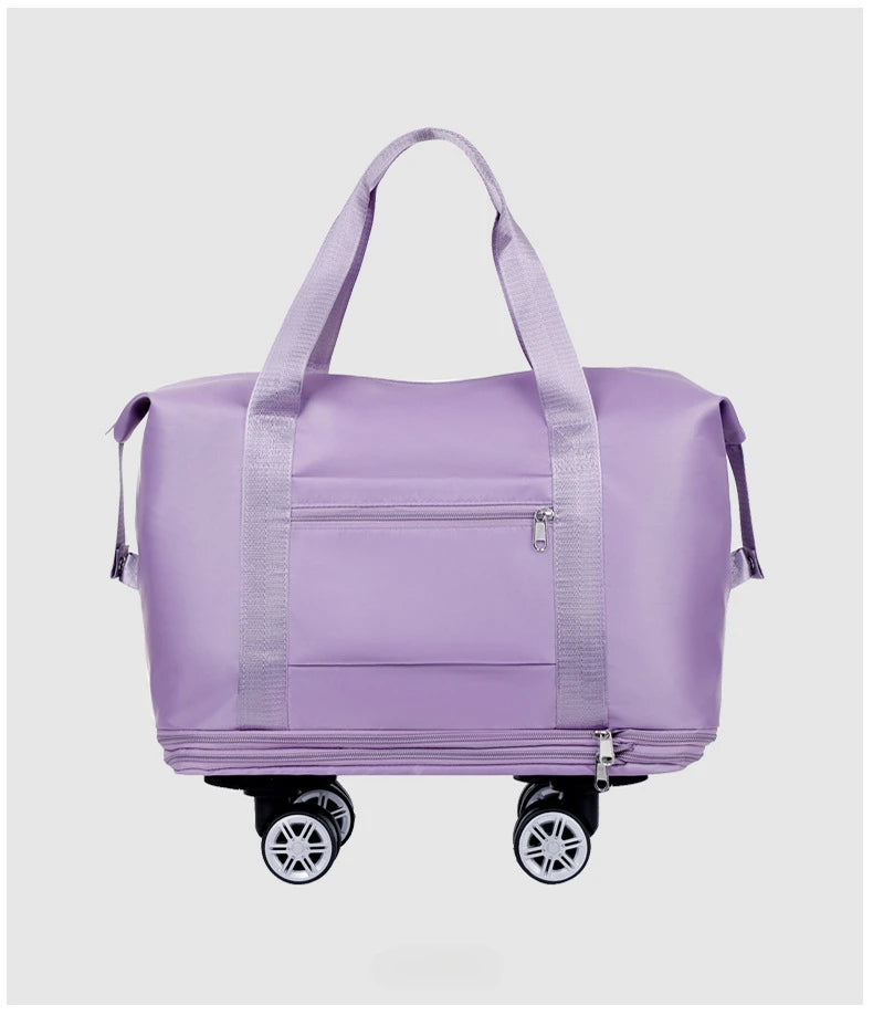 Expandable Wheeled Luggage - Lightweight Travel Bag with Wet & Dry