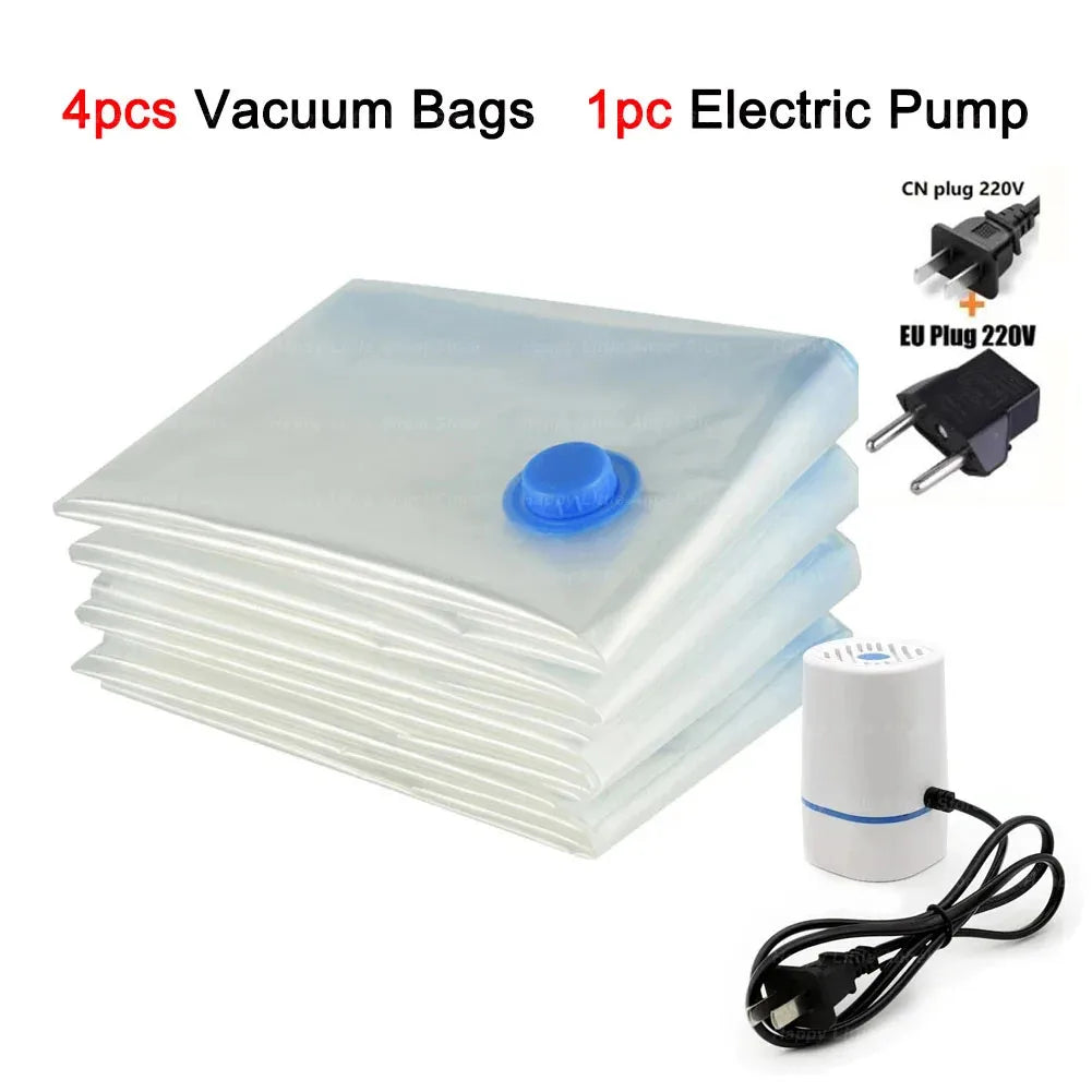 Vacuum Storage Bags for Travel - 4 Pack Large Reusable Space