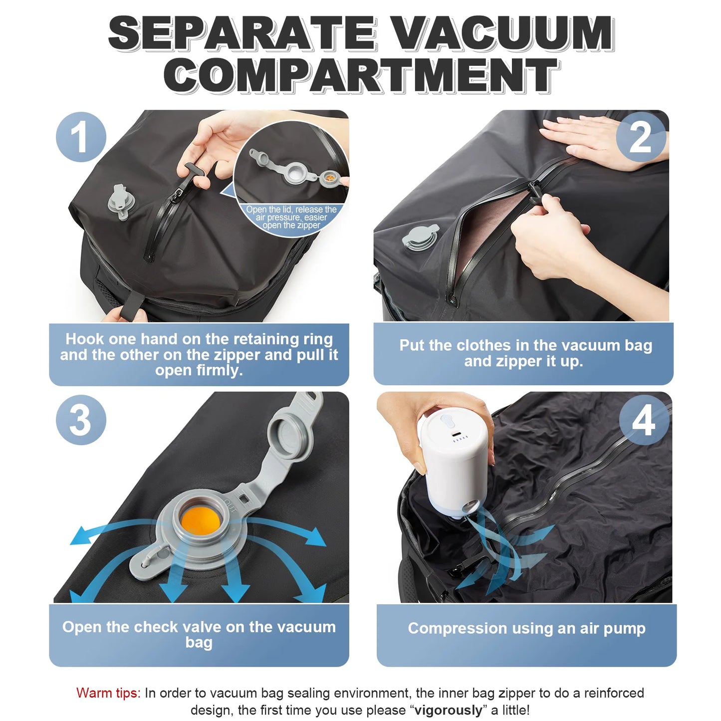 Vacuum Compression Travel Backpack