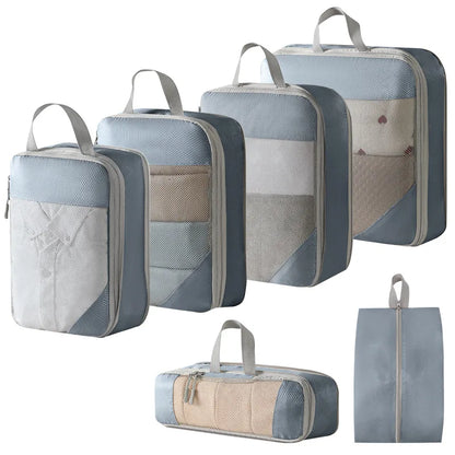 Compression Packing Cubes - 6 Piece Expandable Travel Organizer