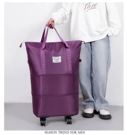 Expandable Wheeled Luggage - Lightweight Travel Bag with Wet & Dry