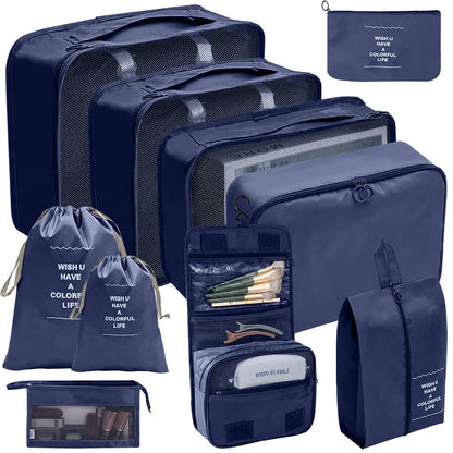 Packing Cubes Set - 10 Piece Travel Organizer Bags
