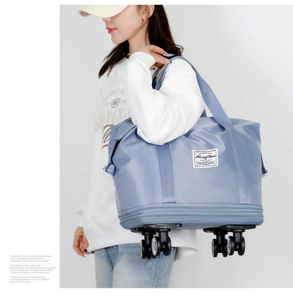 Expandable Wheeled Luggage - Lightweight Travel Bag with Wet & Dry