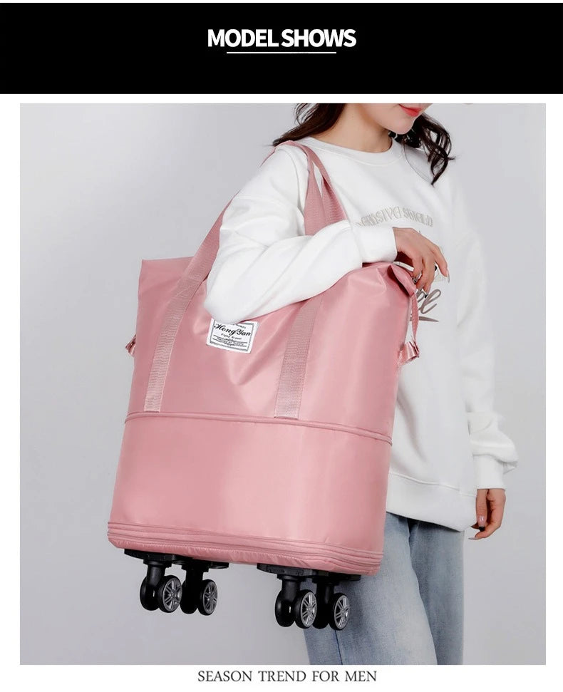 Expandable Wheeled Luggage - Lightweight Travel Bag with Wet & Dry