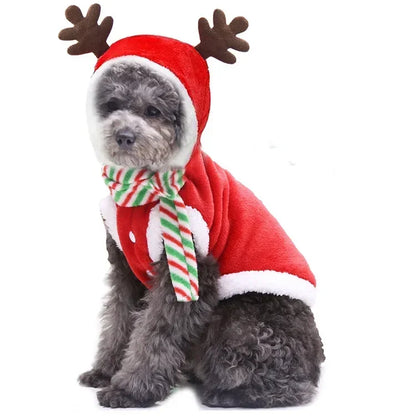 Christmas Pet Hoodie – Santa & Elk Costume