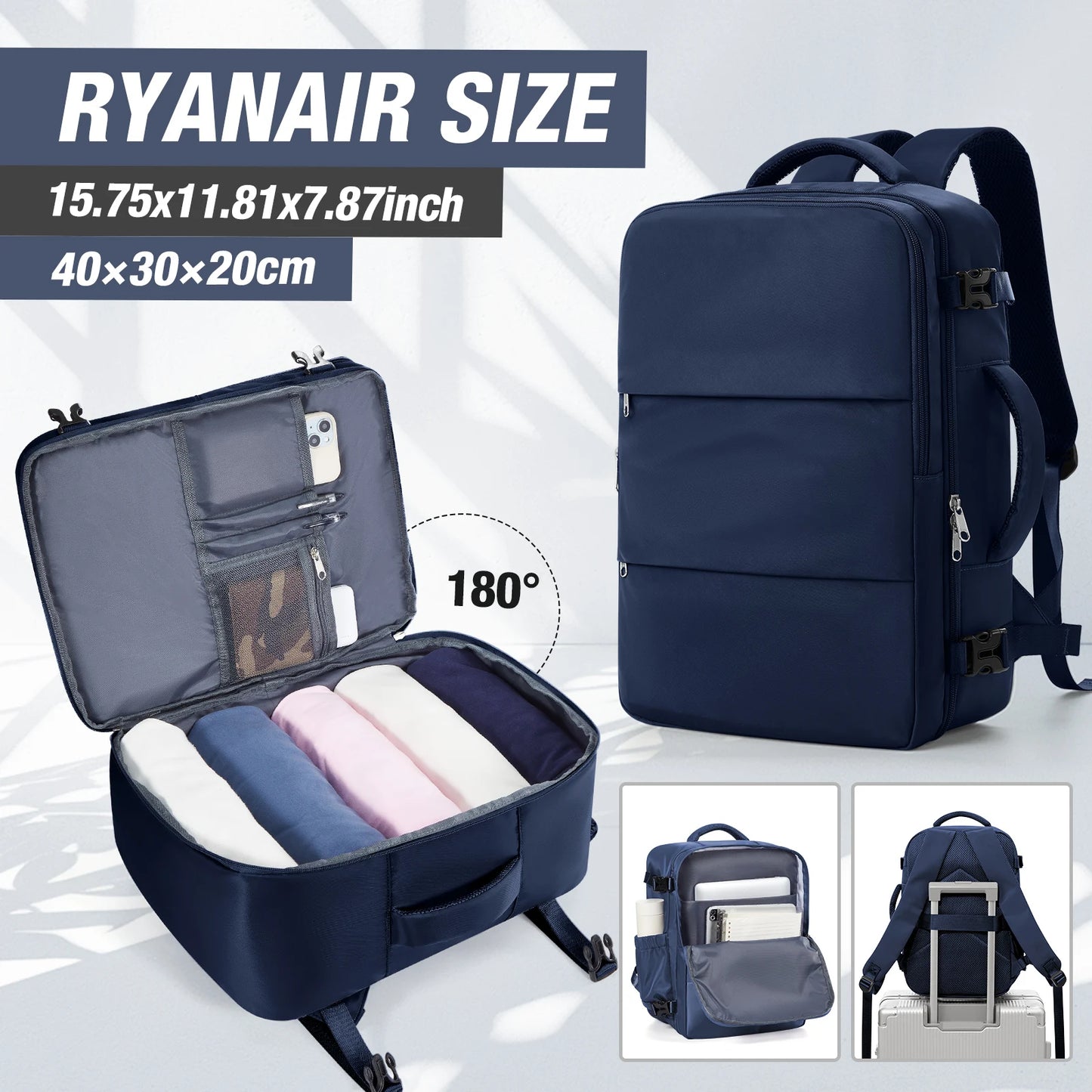 Ryanair Approved Hand Luggage Backpack with Laptop Compartment