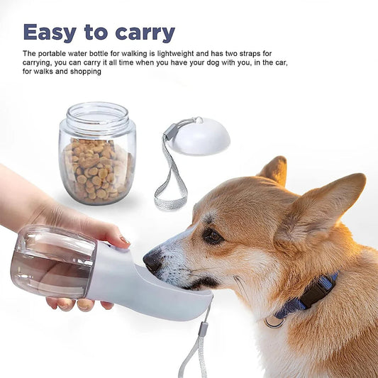 Keep Your Pet Safe & Hydrated Anywhere — Water + Food in One Bottle.