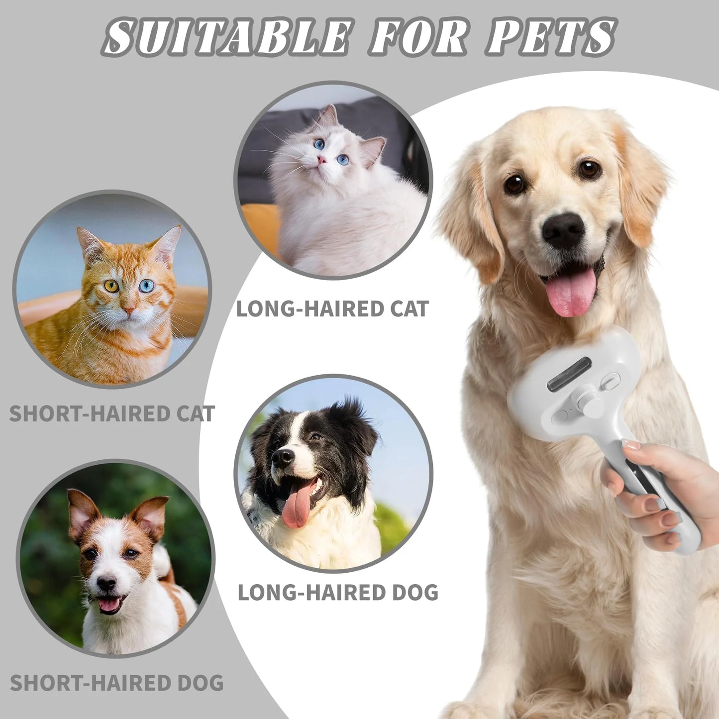 Electric 3-in-1 Dog & Cat Grooming Brush