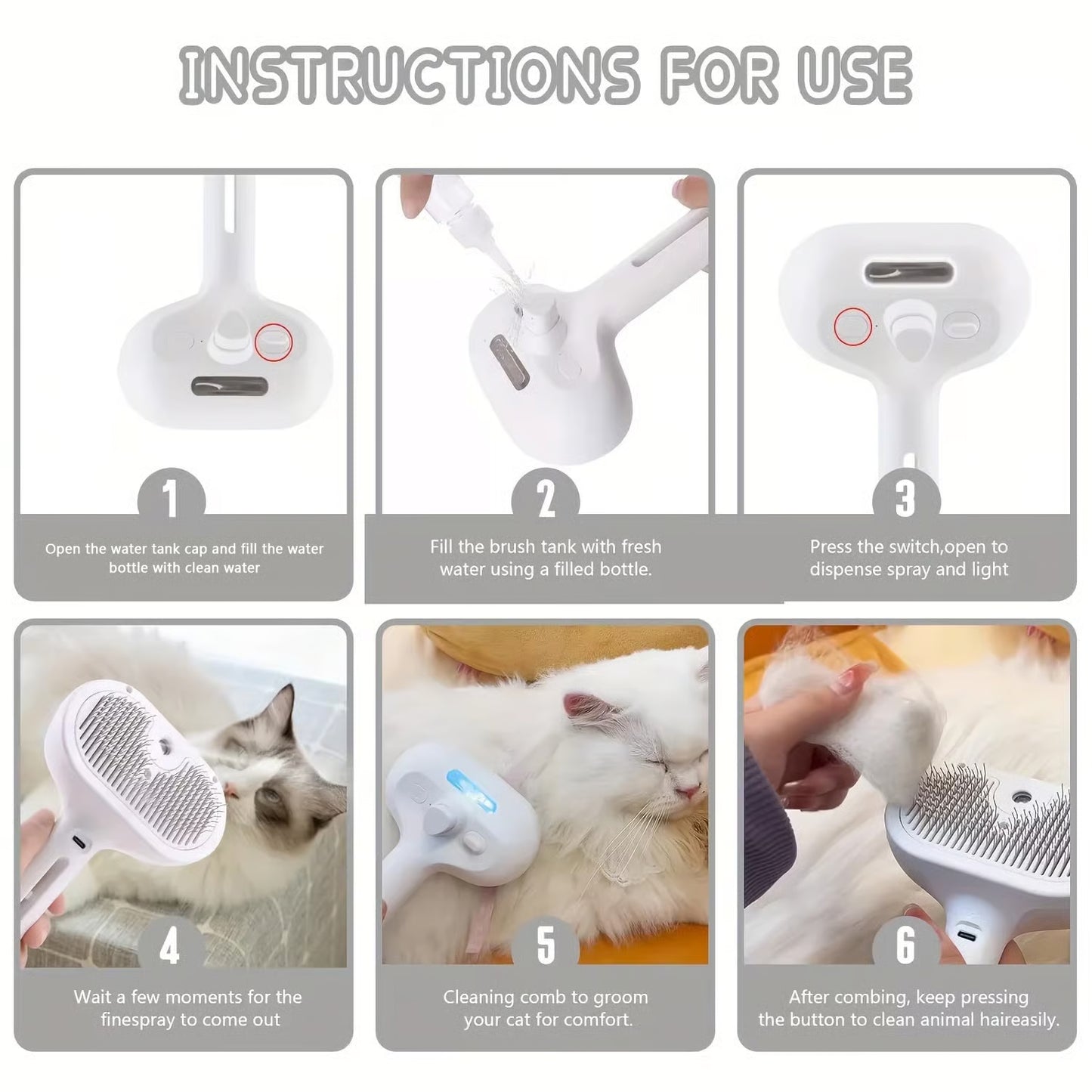 Electric 3-in-1 Dog & Cat Grooming Brush